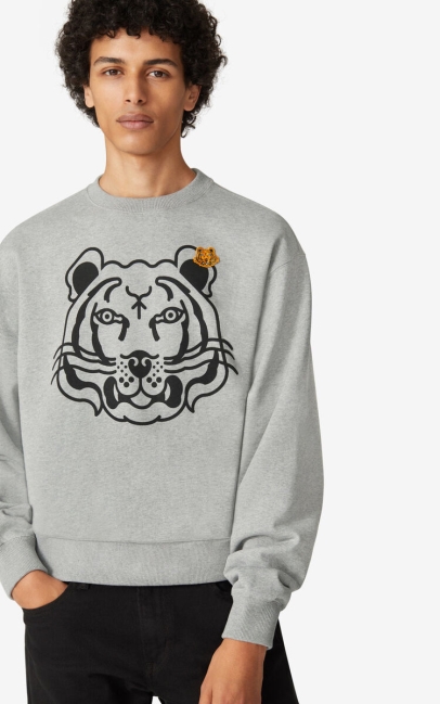 Kenzo Men K-tiger Sweatshirt Pearl Grey